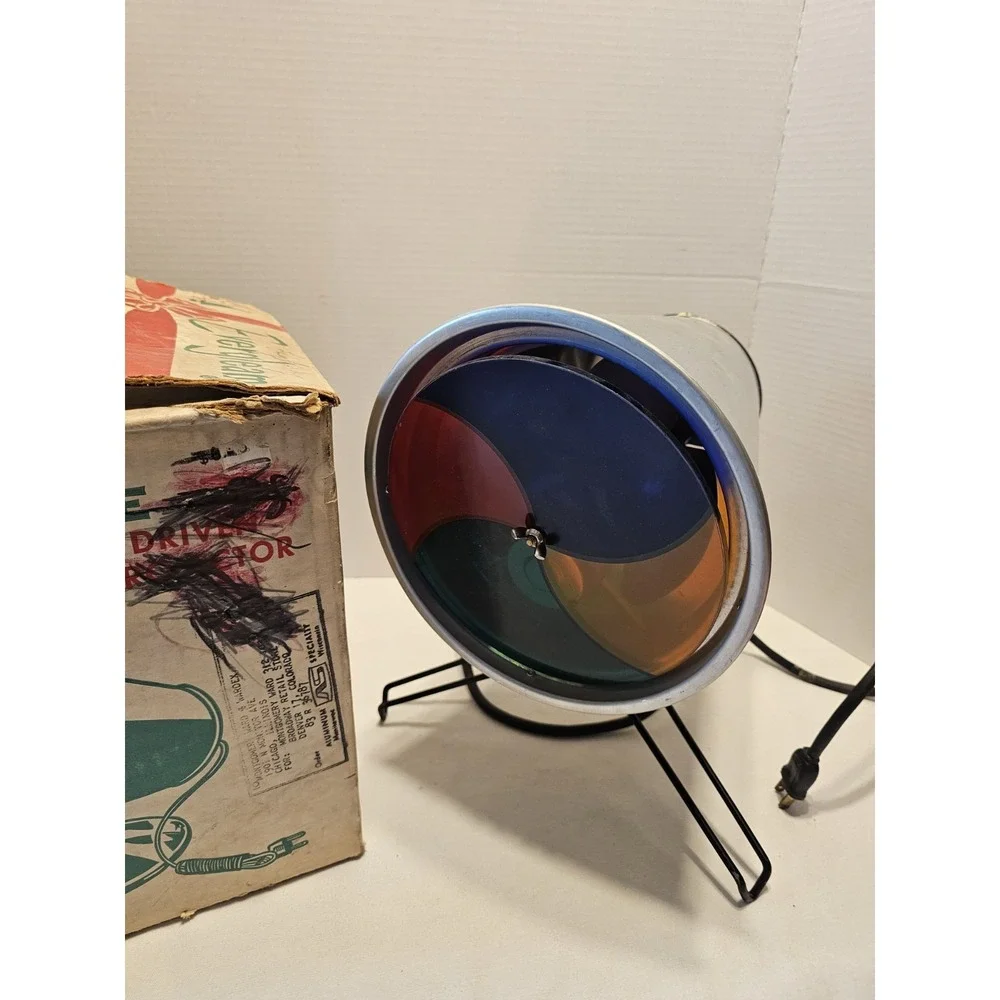 Vintage Evergreen Sata Light Aluminum 4 Color Revolving Glass 1960s Wheel Works